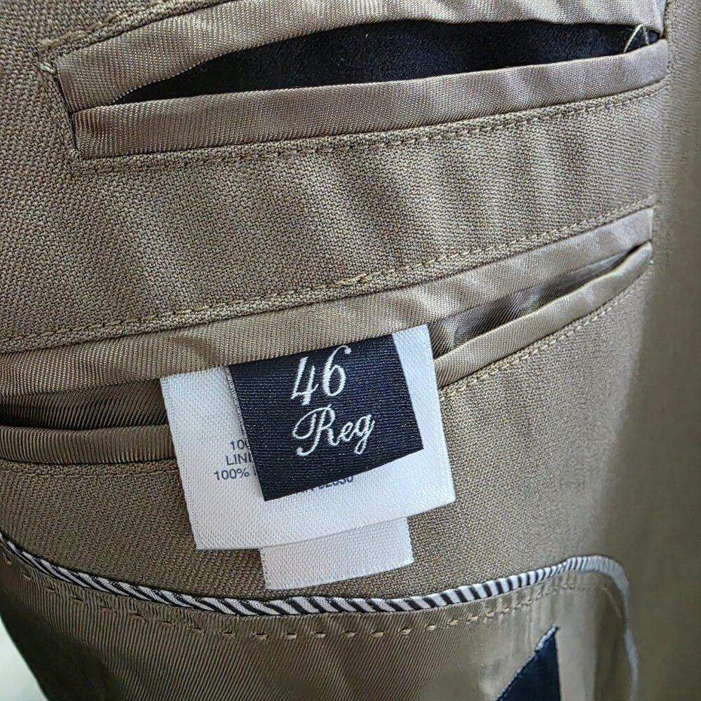 Lands' End 46R Beige Blazer Sport Coat Jacket 2-Button Solid Y324 - Picture 10 of 11